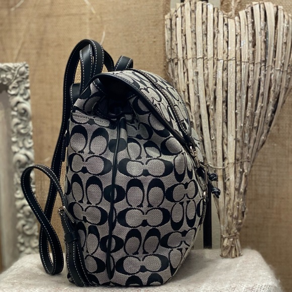 Coach 6613 Black Signature Canvas Leather Backpack/Tote/Handbag/Shoulder Bag - Picture 4 of 8